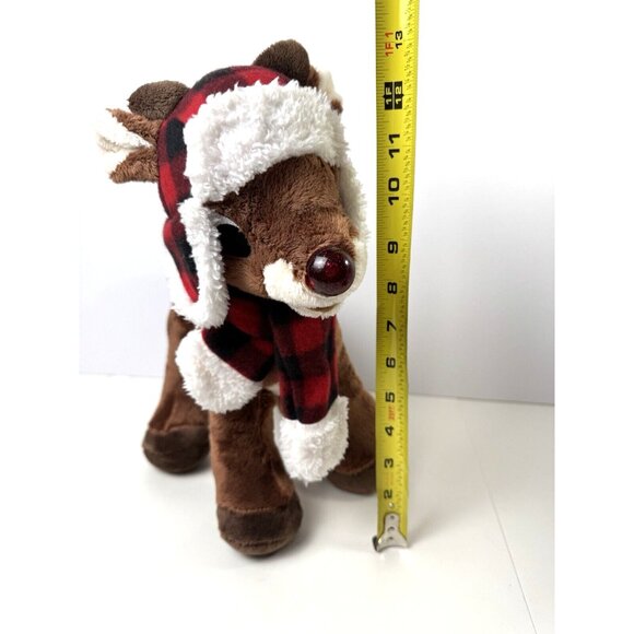 Dan Dee Collectors Choice Rudolph Red Nose Reindeer 12" Stuffed Plush Hat Scarf - Picture 11 of 11